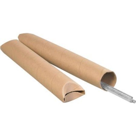 THE PACKAGING WHOLESALERS Crimped End Mailing Tubes, 3" Dia. x 42"L, 0.07" Thick, Kraft, 24/Pack S3042K